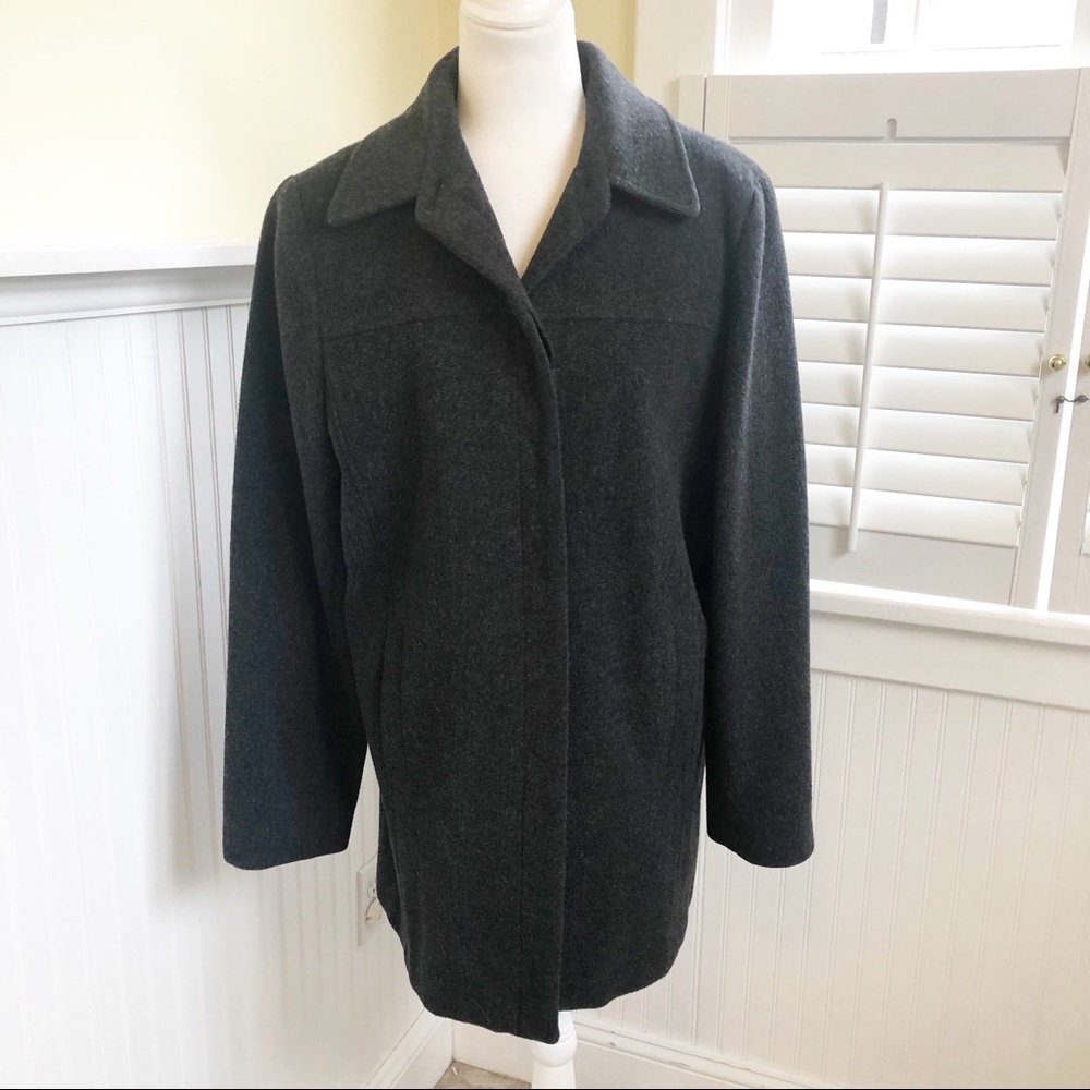 Jason Kole Charcoal Gray 100% Wool Coat Sz Large